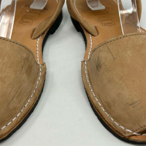 Ciutadella de Menorca Spain Avarcus Brown Leather Slingback Sandals Size 6 - Picture 6 of 13